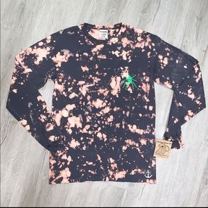 Acid Wash long sleeve crew neck with spider